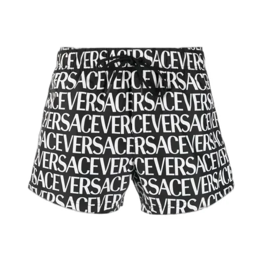 Versace Logo Printed Drawstring Swim Shorts