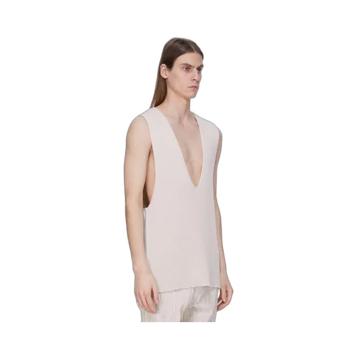 Rick Owens Concordians Runway V Tank In Natural Wool