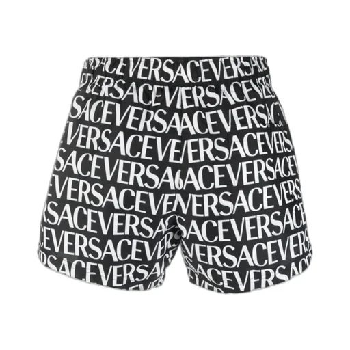 Versace Logo Printed Drawstring Swim Shorts