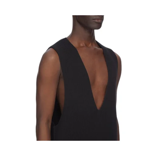 Rick Owens Concordians Runway V Tank In Black Wool