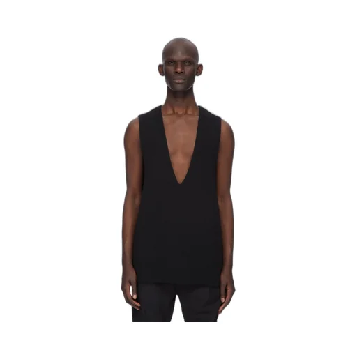 Rick Owens Concordians Runway V Tank In Black Wool