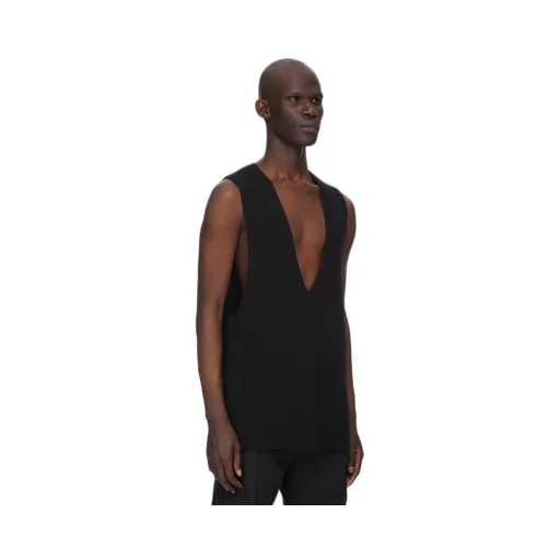 Rick Owens Concordians Runway V Tank In Black Wool