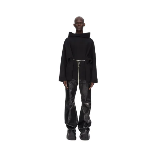 Rick Owens Concordians Runway Hooded Tunic In Black Vicuna
