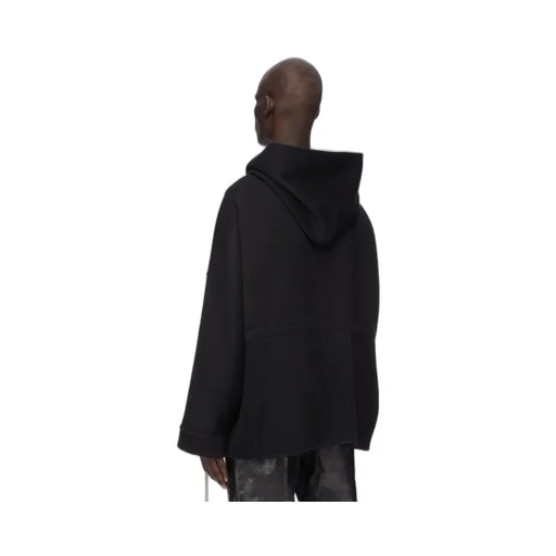 Rick Owens Concordians Runway Hooded Tunic In Black Vicuna