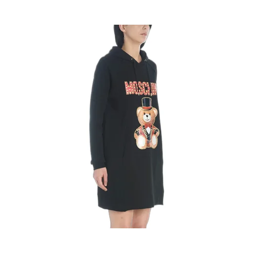 Black Circus Teddy Printed Hoodie Dress
