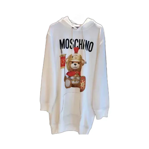 Logo Teddy Bear Printed Hooded Sweater