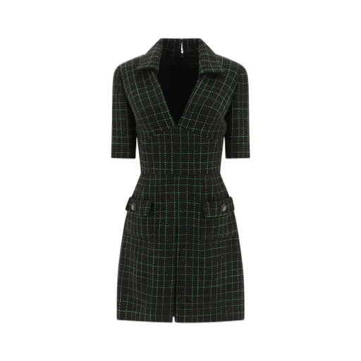 Elie Saab Matrix V-Neck Tweed Dress