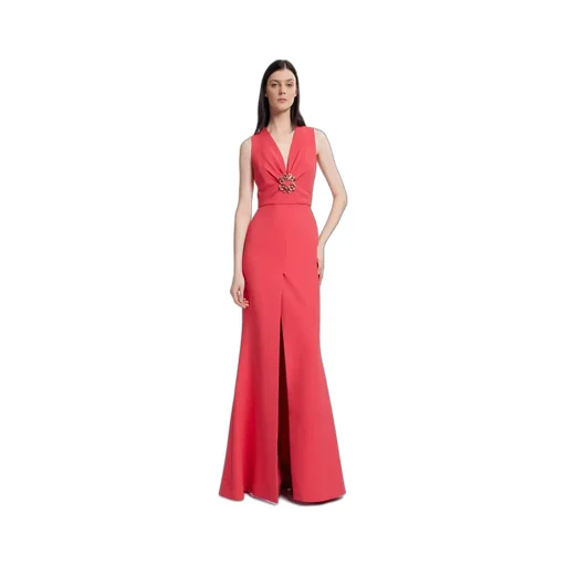 Elie Saab V-Neck Sleeveless Long Cady Dress