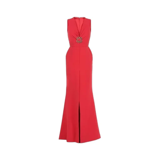 Elie Saab V-Neck Sleeveless Long Cady Dress