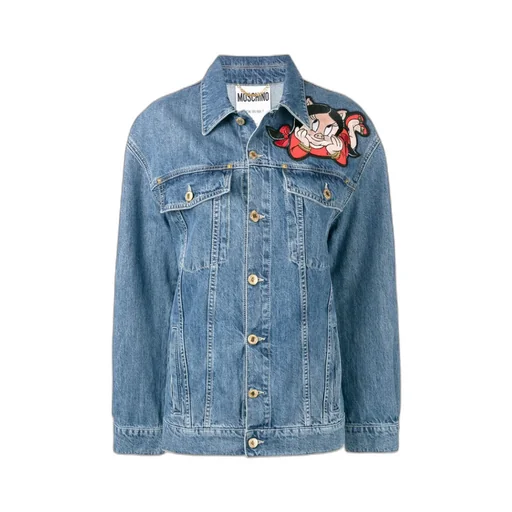 Porky Pig Embroidered Patch Denim Jacket
