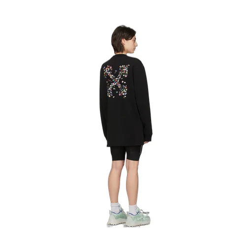 Embroidered Floral Arrow Sweatshirt Dress
