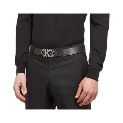 Double-Sided Adjustable Gancini Double Buckle Belt