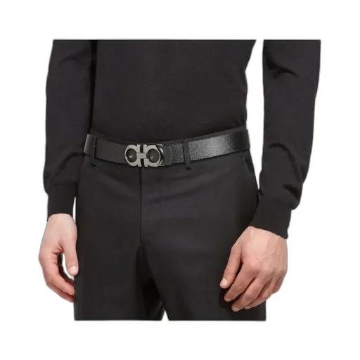 Double-Sided Adjustable Gancini Double Buckle Belt
