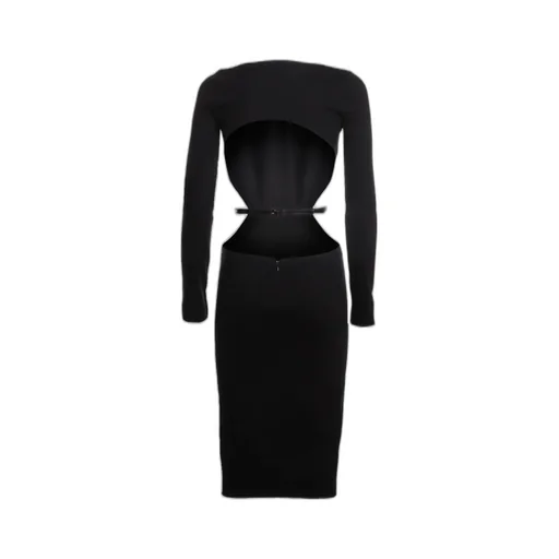 Long-Sleeve Cut-Out Midi Dress
