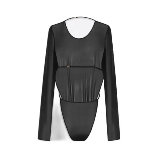 Saint Laurent Backless Long-Sleeved Bodysuit