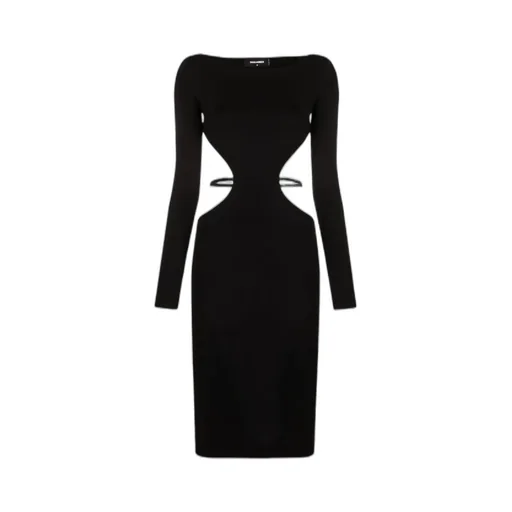 Long-Sleeve Cut-Out Midi Dress
