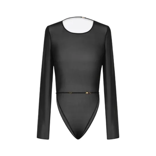 Saint Laurent Backless Long-Sleeved Bodysuit