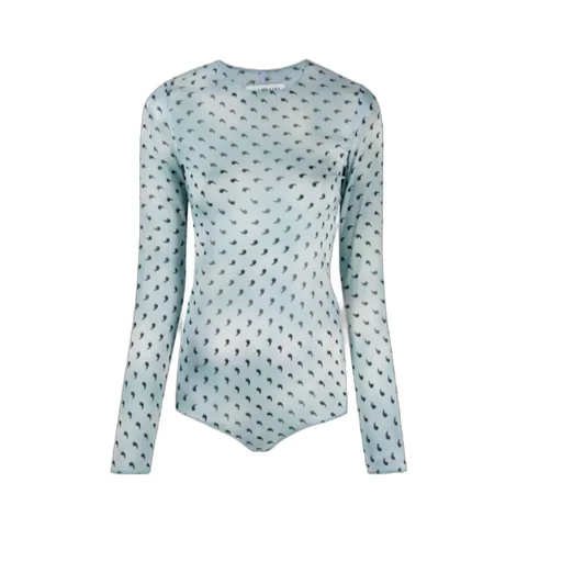 Comma Print Silk Bodysuit