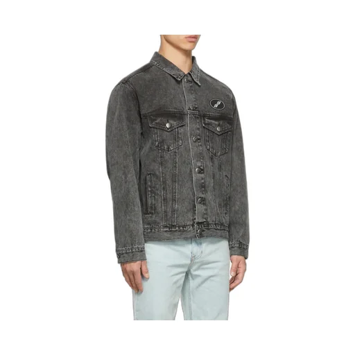 We11Done Logo Patch Faded Denim Jacket