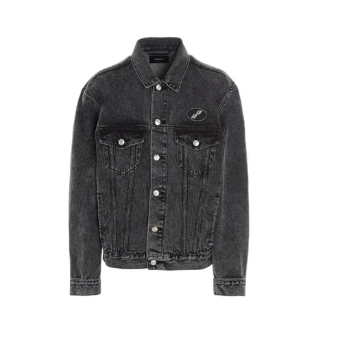 We11Done Logo Patch Faded Denim Jacket