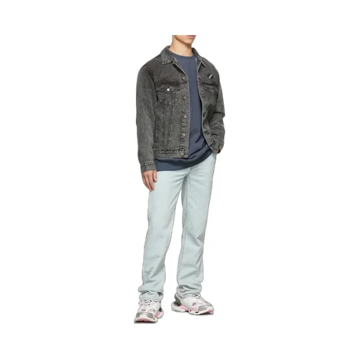 We11Done Logo Patch Faded Denim Jacket
