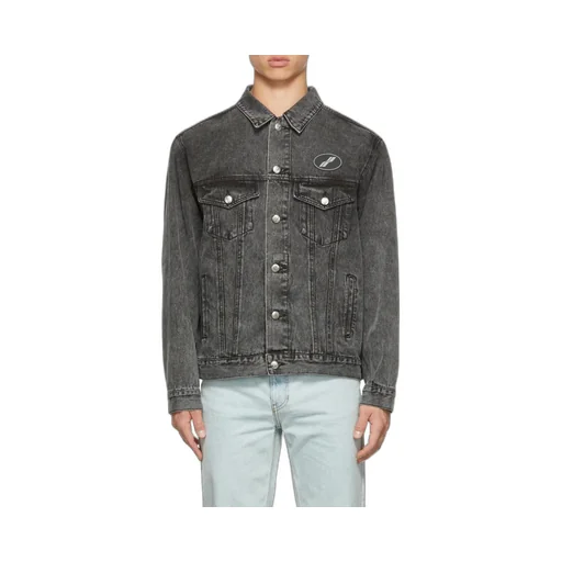 We11Done Logo Patch Faded Denim Jacket