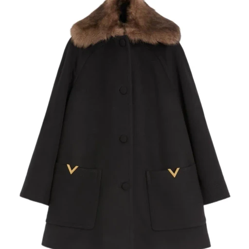 Valentino	Logo Plaque Button-Up Coat