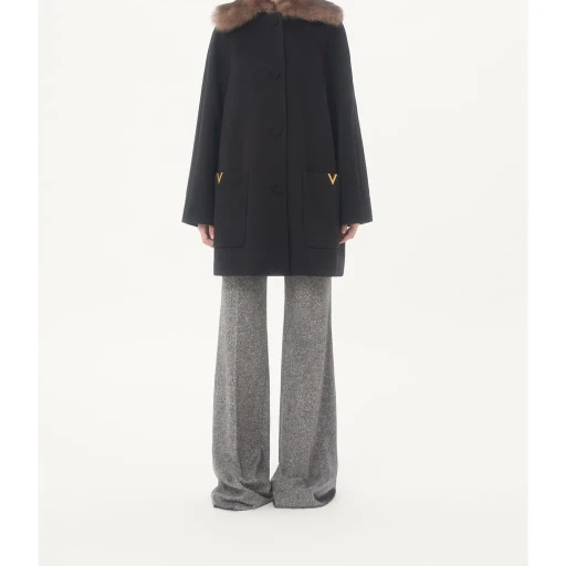 Valentino	Logo Plaque Button-Up Coat