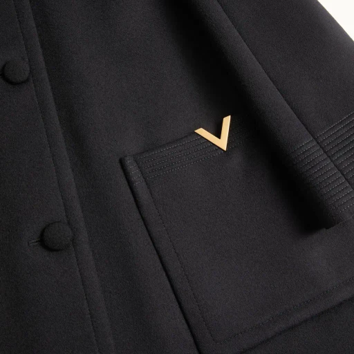 Valentino	Logo Plaque Button-Up Coat