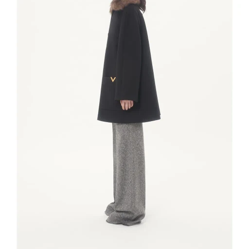 Valentino	Logo Plaque Button-Up Coat