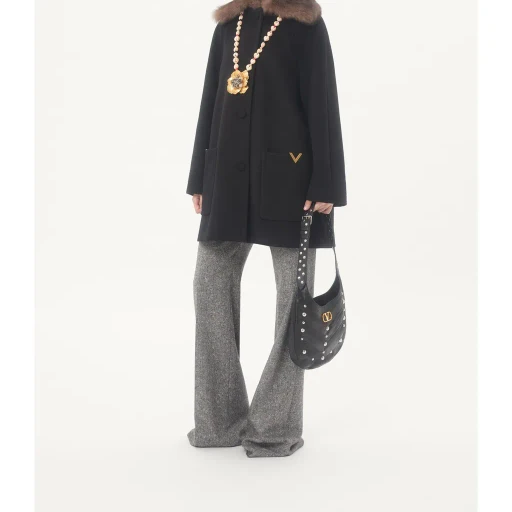 Valentino	Logo Plaque Button-Up Coat