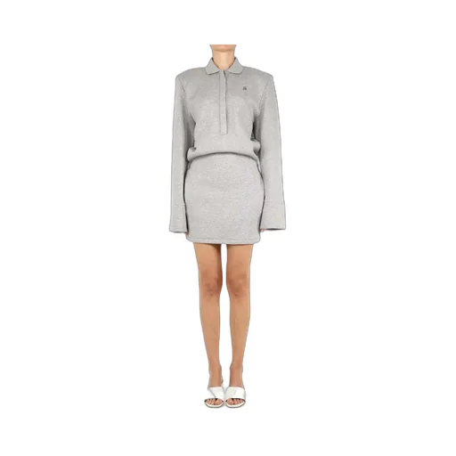 Padded Shoulders Polo Shirt Dress
