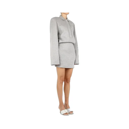 Padded Shoulders Polo Shirt Dress