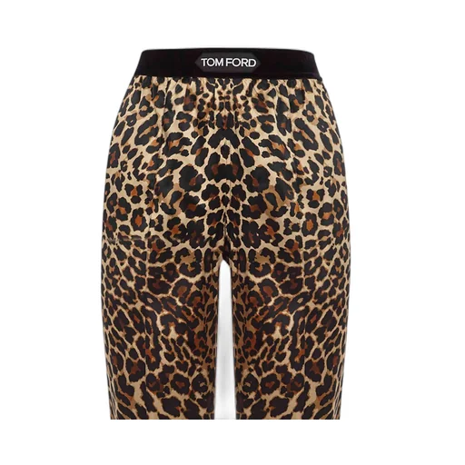 Leopard-Print Silk Trousers