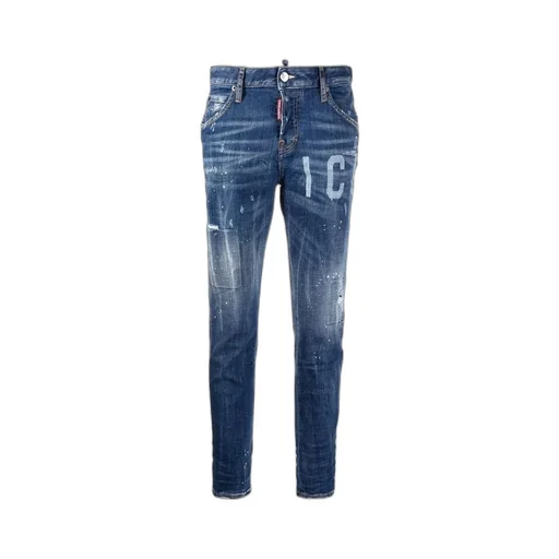 Logo-Print Distressed Jeans