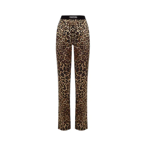 Leopard-Print Silk Trousers