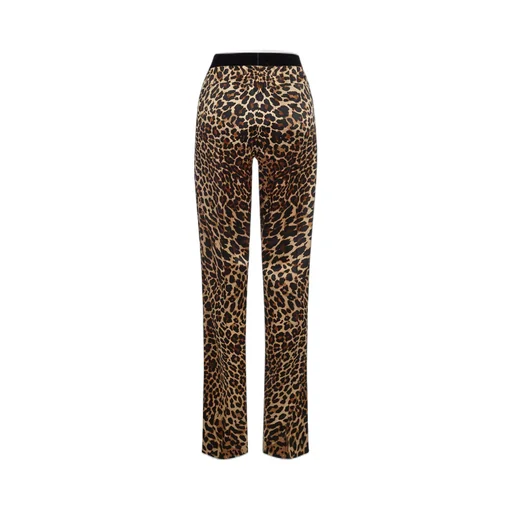Leopard-Print Silk Trousers