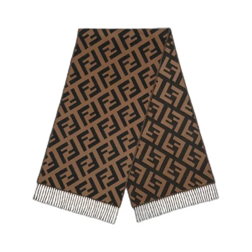 Fendi Ff Jacquard Fringed-Edge Scarf