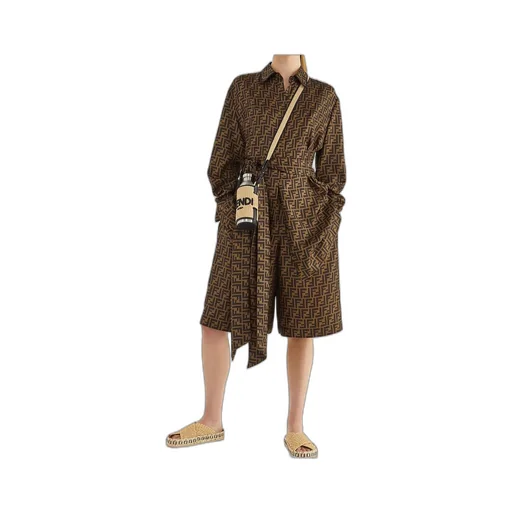 Fendi Ff Motif Belted Shirt Dress