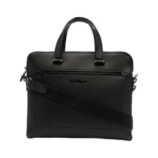 Salvatore Ferragamo Logo-Plaque Zipped Briefcase
