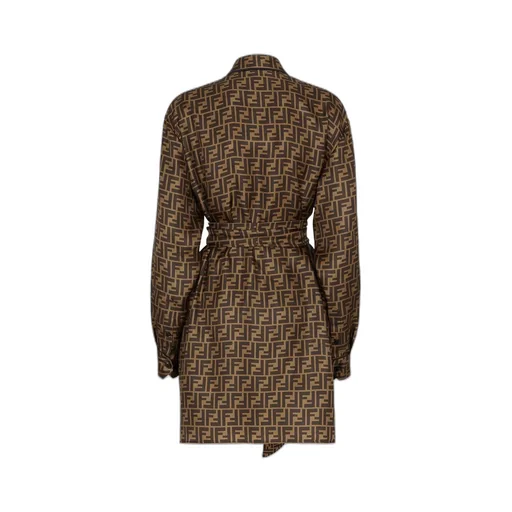 Fendi Ff Motif Belted Shirt Dress