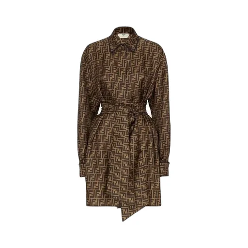 Fendi Ff Motif Belted Shirt Dress