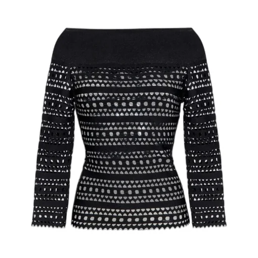 Open-Knit Off-Shoulder Longsleeved Top