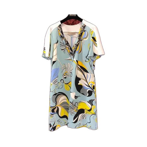 Tropical Fish Pattern V-Collar Dress