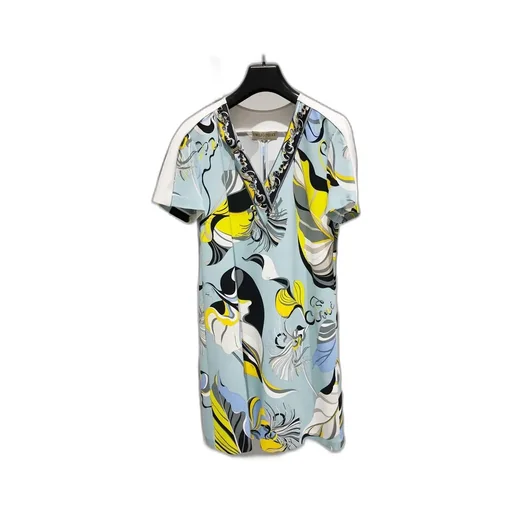 Tropical Fish Pattern V-Collar Dress