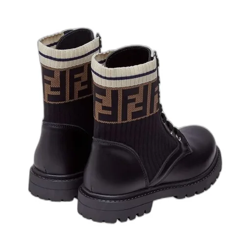 Fendi Kids Ff Motif Lace-Up Boots