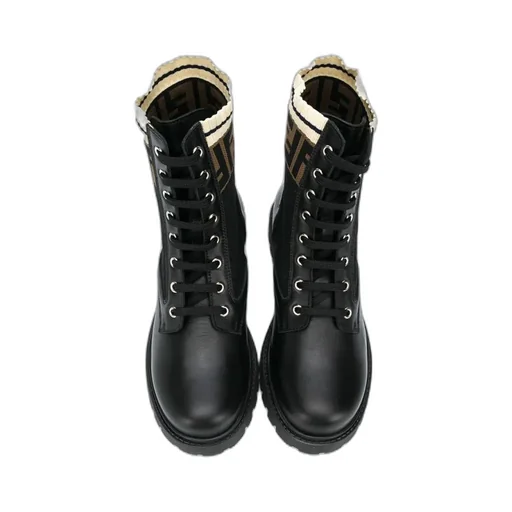 Fendi Kids Ff Motif Lace-Up Boots