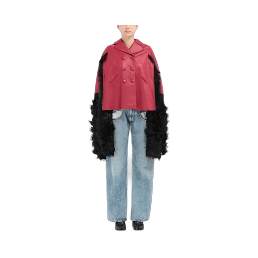 Mantella In Pelle Profilata In Ecopelliccia Jacket