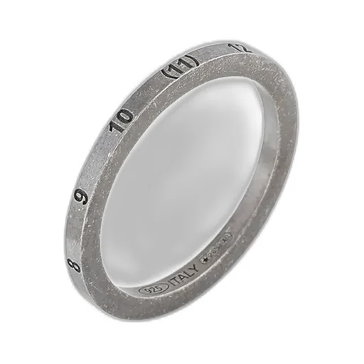 Number-Engraved Brushed Silver Ring