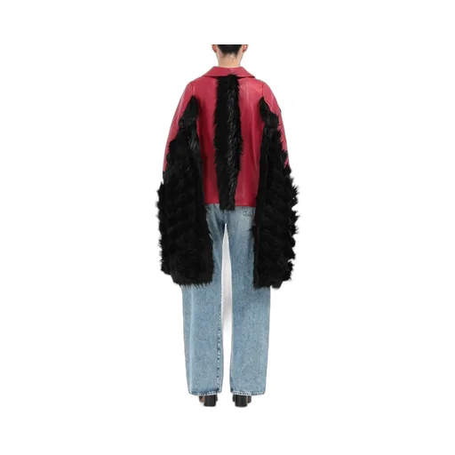 Mantella In Pelle Profilata In Ecopelliccia Jacket